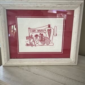 I LOVE SEWING Embroidered Framed Picture
